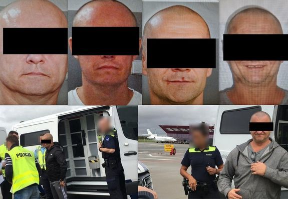 Kolaż zdjęć na którym widać czterech zatrzymanych mężczyzn.