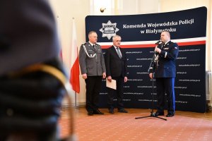 Przemówienie byłego komendanta wojewódzkiego policji.