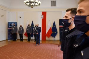Komendant Wojewódzki Policji w Białymstoku inspektor Robert Szewc przemawia