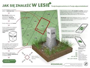 Zdjęcie przedstawia plansze informującą o tym jak być bezpiecznym w lesie.