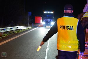 policjant zatrzymuje samochód do kontroli